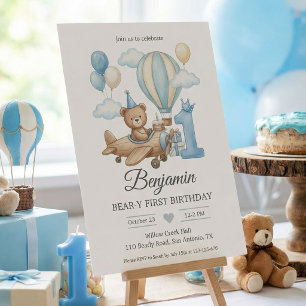 Invitación Fiesta de Cumpleaños Globo Aerostático Avión de Os
