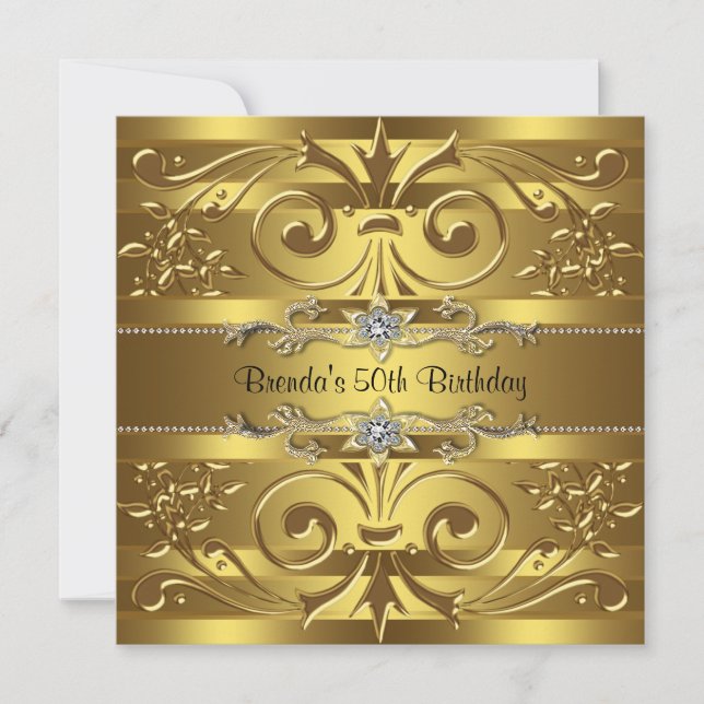 Invitación Fiesta de cumpleaños Gold Swirls (Anverso)