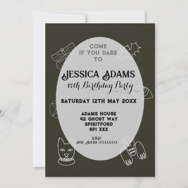 Invitación Fiesta de cumpleaños gótica caprichosa bruja gótic (Anverso)