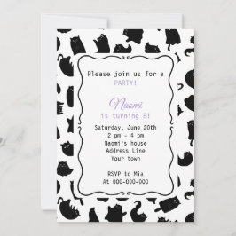Invitación Fiesta de cumpleaños gótica de gato para niños