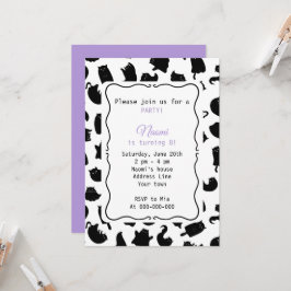 Invitación Fiesta de cumpleaños gótica de gato para niños