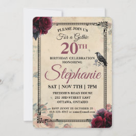 Invitación Fiesta de cumpleaños gótica personalizada