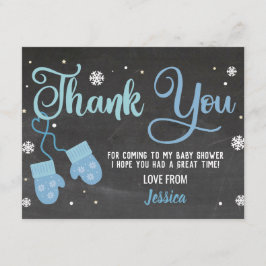 Invitación Fiesta de cumpleaños Gracias Mittens Blue Snowflak