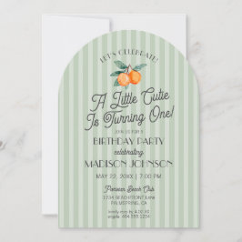 Invitación Fiesta de cumpleaños Green Little Cutie Citrus