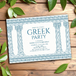Invitación Fiesta de cumpleaños griega con elegantes columnas