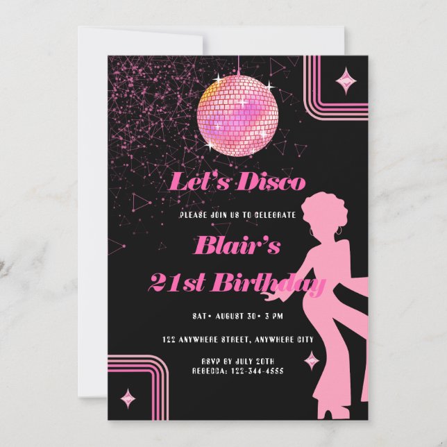 Invitación Fiesta de cumpleaños Groovy del año 60 del retro H (Anverso)