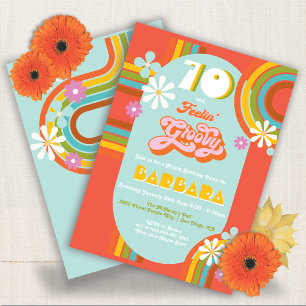 Invitación Fiesta de cumpleaños Groovy del año 60 del retro H