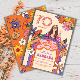 Invitación Fiesta de cumpleaños Groovy del Chica retro hippie