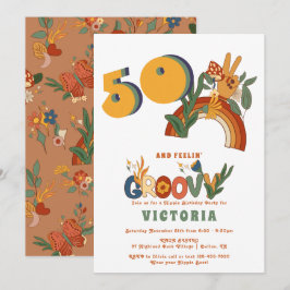 Invitación Fiesta de cumpleaños Groovy del retro Hippie 70