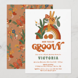 Invitación Fiesta de cumpleaños Groovy del retro Hippie 70