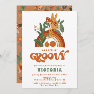 Invitación Fiesta de cumpleaños Groovy del retro Hippie 70
