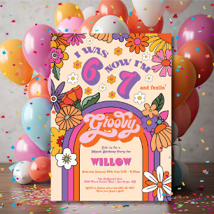 Invitación Fiesta de Cumpleaños Groovy Hippie Seis Siete