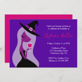 Invitación Fiesta de cumpleaños Halloween Vino Pink Purple