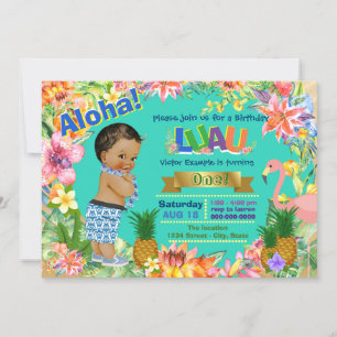 Invitación Fiesta de cumpleaños hawaiana de Luau del muchacho