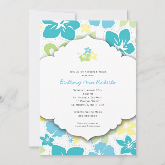 Invitación Fiesta de cumpleaños hawaiana o ducha de novia inv (Anverso)