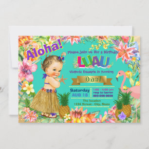 Invitación Fiesta de cumpleaños hawaiana para niñas