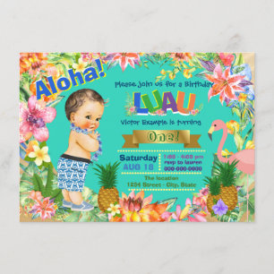 Invitación Fiesta de cumpleaños hawaiana para niño