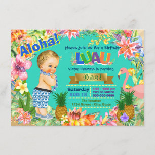 Invitación Fiesta de cumpleaños hawaiana para niño