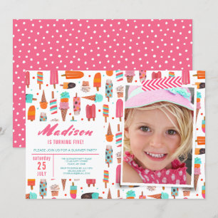 Invitación Fiesta de Cumpleaños   helado verano   Invitacione