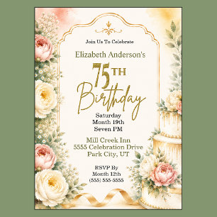 Invitación Fiesta de cumpleaños Hermosa Peonía 75