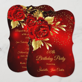 Invitación Fiesta de Cumpleaños Hermoso Oro Floral de Rosa Ro