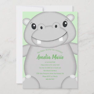 Invitación Fiesta de cumpleaños Hippo Green