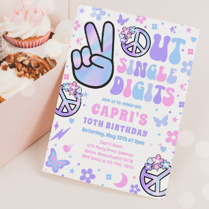 Invitación Fiesta de cumpleaños holográfico de un solo dígito