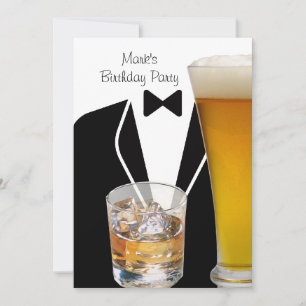 Invitación Fiesta de Cumpleaños Hombre Traje de Escocés Cerve