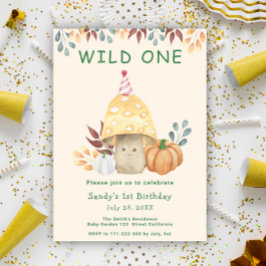 Invitación Fiesta de cumpleaños hongo lindo flora de otoño 1e