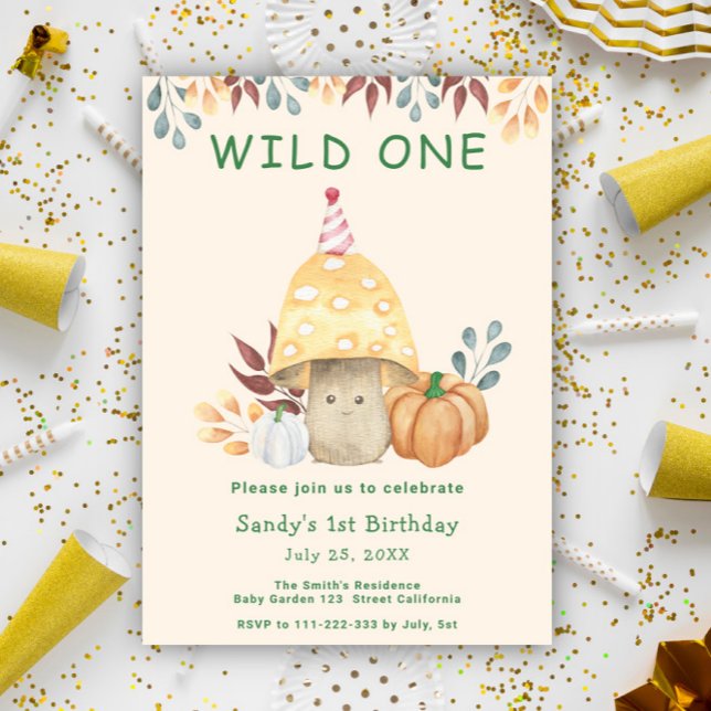 Invitación Fiesta de cumpleaños hongo lindo flora de otoño 1e (Subido por el creador)