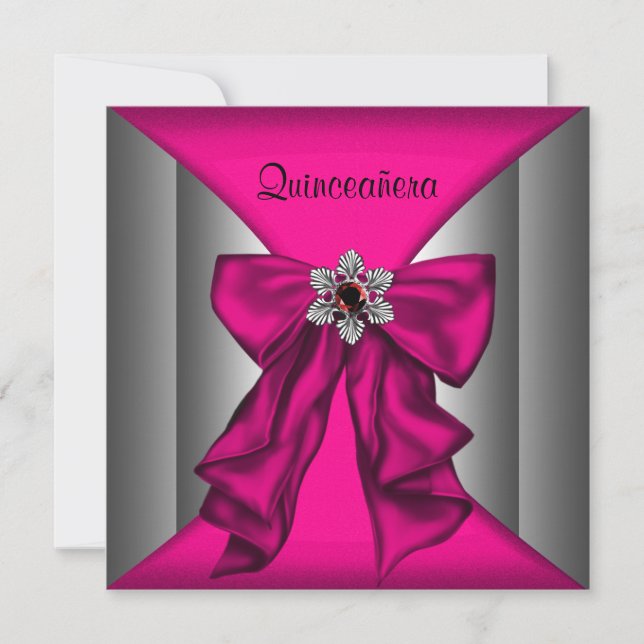 Invitación Fiesta de cumpleaños Hot Pink Quinceanera (Anverso)