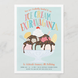 Invitación Fiesta de cumpleaños Ice Cream Extravaganza