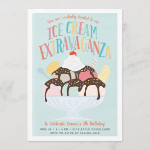 Invitación Fiesta de cumpleaños Ice Cream Extravaganza