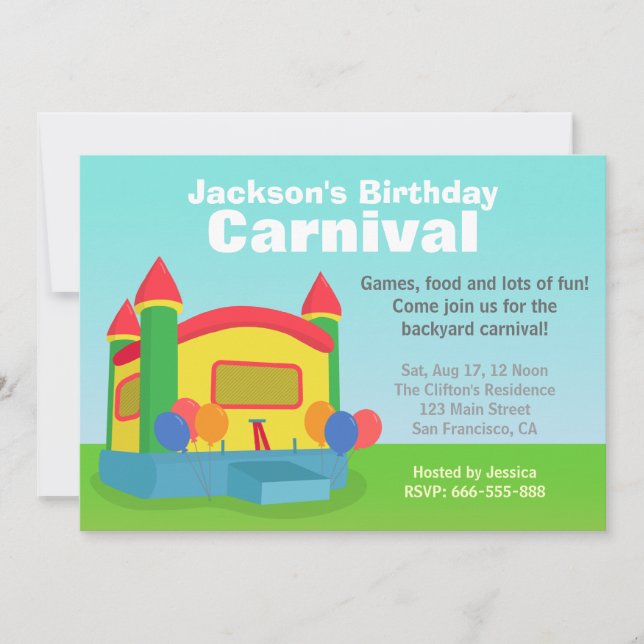 Invitación Fiesta de Cumpleaños Infantil - Alegre Carnaval de (Anverso)