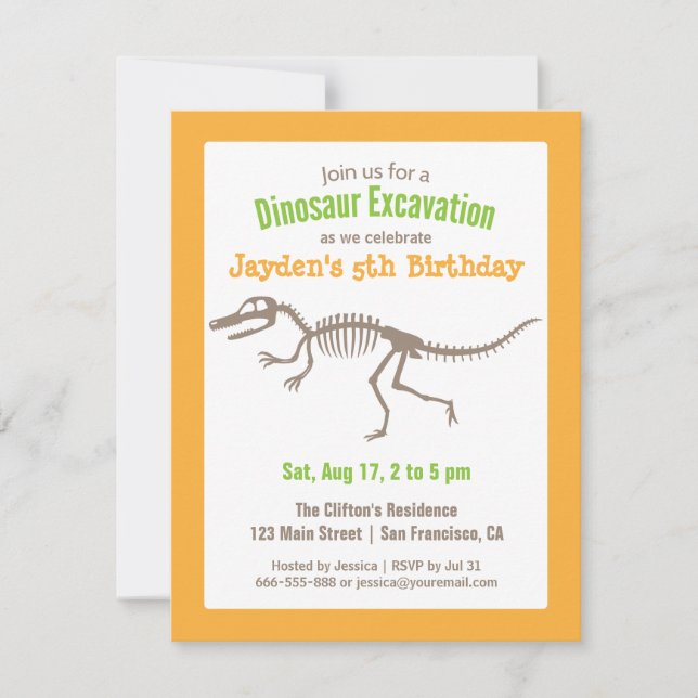 Invitación Fiesta de cumpleaños infantil Bright Dinosaur and  (Anverso)