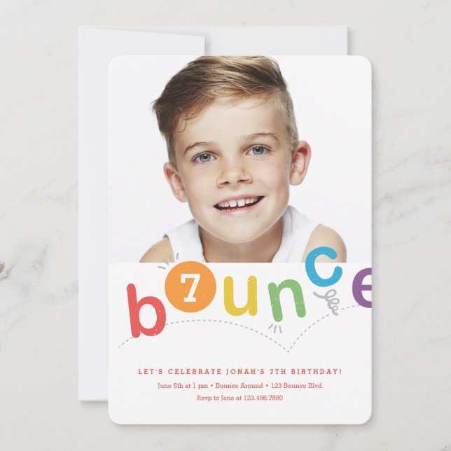 Invitación Fiesta de cumpleaños infantil colorida con brincol (Anverso)