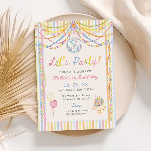 Invitación Fiesta de Cumpleaños Infantil Colorida Fiesta