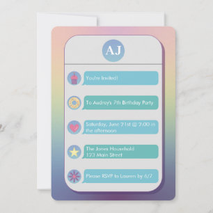 Invitación Fiesta de Cumpleaños Infantil con Celular Azul y V