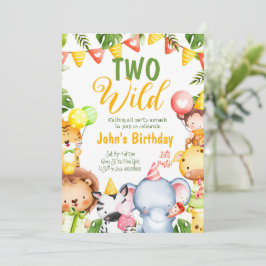 Invitación Fiesta de cumpleaños infantil con dos animales sal