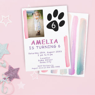 Invitación Fiesta de Cumpleaños Infantil con Foto y Acuarela