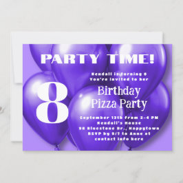 Invitación Fiesta de Cumpleaños Infantil con Globos Morados