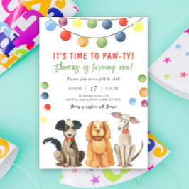 Invitación Fiesta de cumpleaños infantil con perro acuarela
