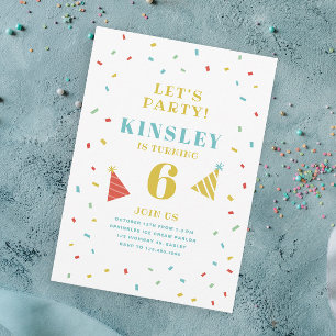 Invitación Fiesta de Cumpleaños Infantil con Purpurina de Col