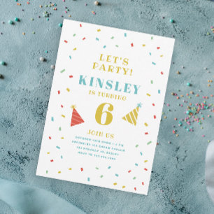 Invitación Fiesta de Cumpleaños Infantil con Purpurina de Col