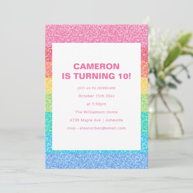 Invitación Fiesta de Cumpleaños Infantil con Raya de Purpurin (Anverso de pie)