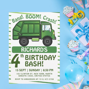 Invitación Fiesta de Cumpleaños Infantil con Tema de Camión d
