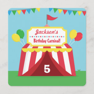 Invitación Fiesta de Cumpleaños Infantil con Tema de Carnaval