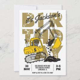 Invitación Fiesta de Cumpleaños Infantil con Tema de Construc
