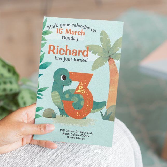 Invitación Fiesta de Cumpleaños Infantil con Tema de Dinos Cu (Subido por el creador)