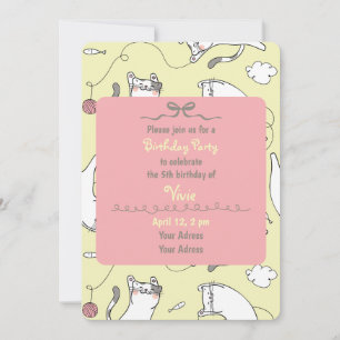 Invitación Fiesta de Cumpleaños Infantil con Tema de Gatito A